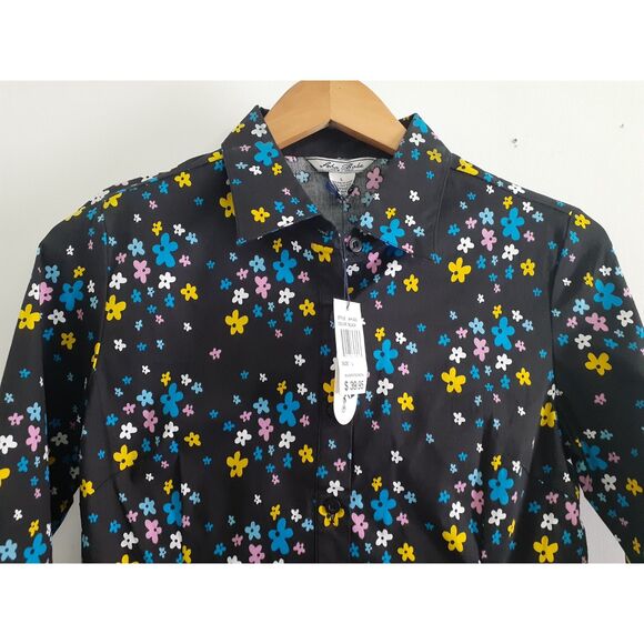 SOHO Babe New York Black Multicolor Florals Button-Up LS Shirt NWT Jr. Sz L - Picture 5 of 11